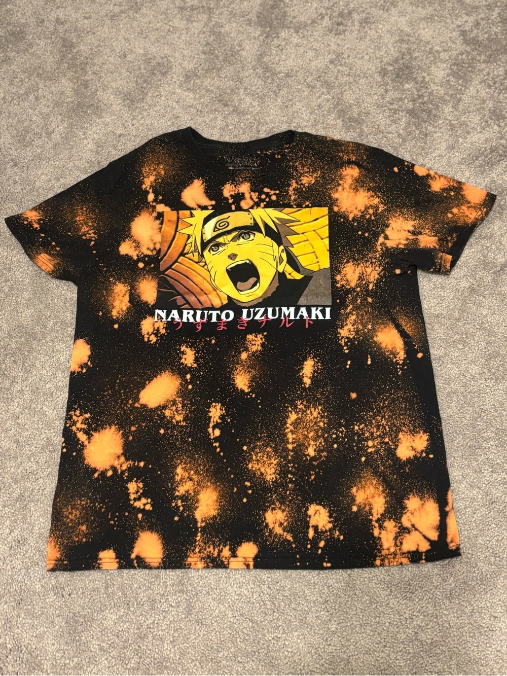 🎁Naruto Uzumaki Graphic Tee - Black with Orange Tie-Dye